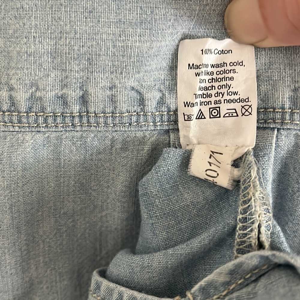 Madewell Blue Fitted 3/4 Sleeve Button Down Shirt - Picture 9 of 14